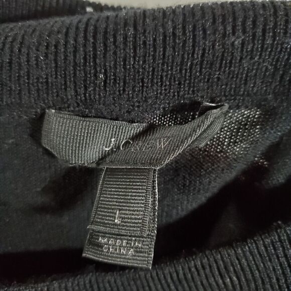 J Crew Womens Sweater Large Black Merino Wool Classic Preppy Minimalist Timeless - Picture 7 of 8